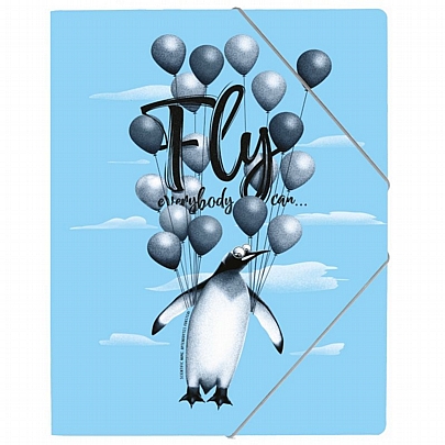Πλαστικός φάκελος με λάστιχο - Fly Penguin (24x32) - A&G