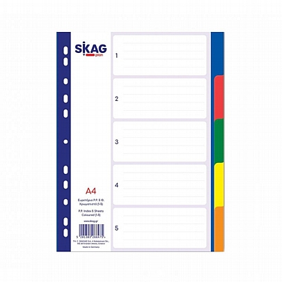 Πλαστικά Διαχωριστικά με Τρύπες για έγγραφα - Α4 Με χρώμα (5τμχ.) - Skag Πλαστικά Διαχωριστικά με Τρύπες για έγγραφα - Α4 Με χρώμα (5τμχ.) - Skag