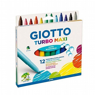 Μαρκαδόροι χονδροί 12 χρωμάτων - Giotto Turbo Maxi