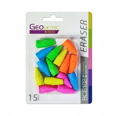 Σετ σβήστρες για μολύβι - Neon Colours (15τμχ.) - Geometric