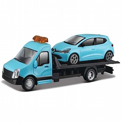 TFlatbed Transport 1/43: Car Hauler w/ Renault Clio - Bburago