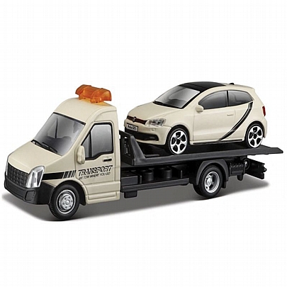 TFlatbed Transport 1/43: Car Hauler w/ Polo Gti - Bburago