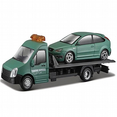 TFlatbed Transport 1/43: Car Hauler w/ Ford Focus - Bburago