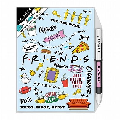 Friends: Σημειωματάριο Ριγέ & Στυλό με Ατάκες - Blue Icon Friends (15x21) - Blue Sky