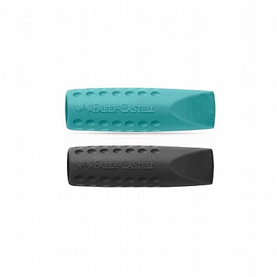 Σετ σβήστρες για μολύβι - Μαύρο & Γαλάζιο (2τμχ.) - Faber-Castell Grip Eraser Cap