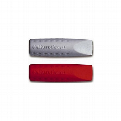 Σετ σβήστρες για μολύβι - Γκρι & Κόκκινο (2τμχ.) - Faber-Castell Grip Eraser Cap