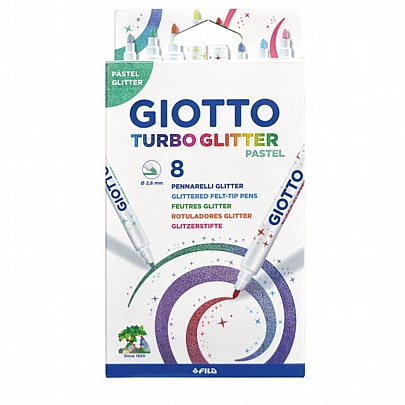 Μαρκαδόροι Glitter 8 Pastel χρωμάτων - Giotto Turbo Glitter
