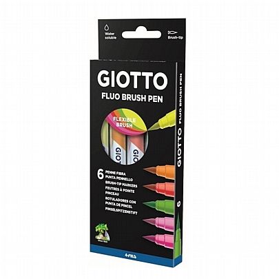Μαρκαδοράκια πινέλου 6 Fluo χρωμάτων - Giotto Turbo Soft Brush Flo