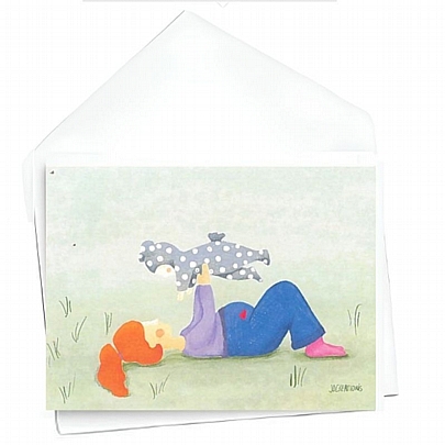 Χειροποίητη ευχετήρια κάρτα με Φάκελο - Μαμά & Παιδάκι (9x11.5) - J.o. Creations