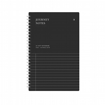Σπιράλ Σημειωματάριο ριγέ Journey Notes Α5 - Black (14x21) - Somewhere