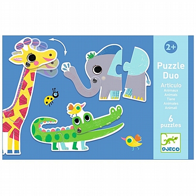 Puzzle Duo: Ζωάκια της Ζούγκλας (6 ζευγάρια με κινούμενα μέρη) - Djeco