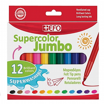 Μαρκαδόροι χονδροί 12 χρωμάτων - +Efo Supercolor Jumbo