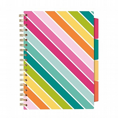 Σπιράλ Σημειωματάριο ριγέ με σκληρό εξώφυλλο & λάστιχο - Rainbow (18x24) - Pukka