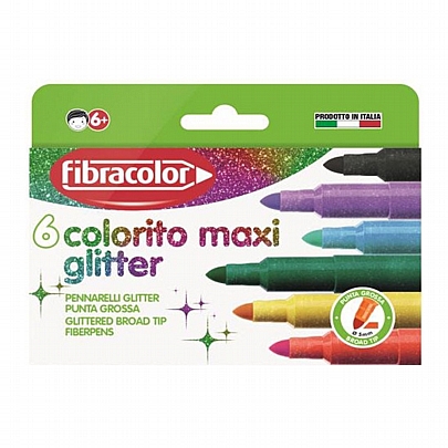 Μαρκαδόροι 6 Glitter χρωμάτων - Fibracolor 