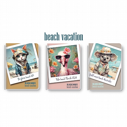 Τετράδιο σπιράλ B5 - 1 θέμα Beach Vacation (30Φ.) - Black&White