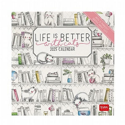 Μηνιαίο Ημερολόγιο Τοίχου 2025 - Life is better with cats (18x18) - Legami