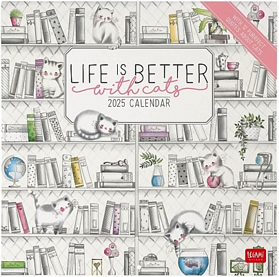 Μηνιαίο Ημερολόγιο Τοίχου 2025 - Life is better with cats (30x29) - Legami