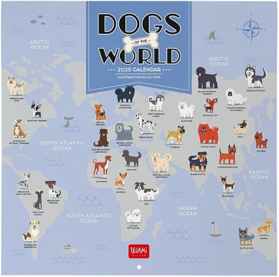 Μηνιαίο Ημερολόγιο Τοίχου 2025 - Dogs of the world (30x29) - Legami