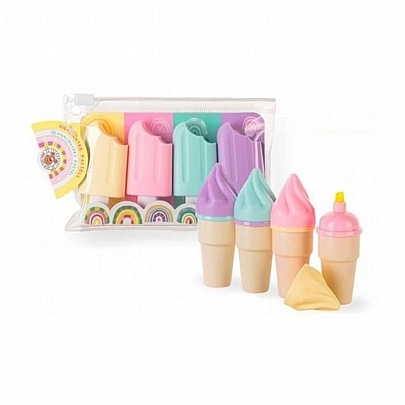 Σετ 4 mini μαρκαδοράκια υπογραμμίσεως - Ice Cream (4 χρώματα) - TrendHaus Good Feelings