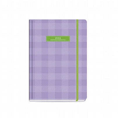 Ημερήσιο Ημερολόγιο με λάστιχο Plaid 2025 - Purple (14x21) - The Writing Fields