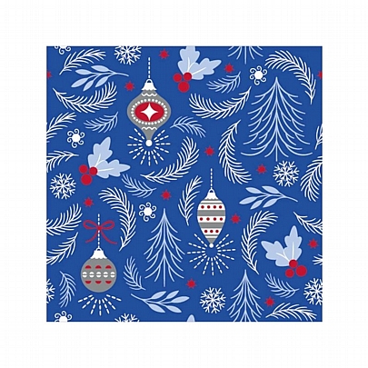 Χαρτί περιτυλίγματος Μπλε - Christmas Ornaments (2m x 70cm) - Florio Carta