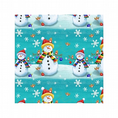 Χαρτί περιτυλίγματος Γαλάζιο - Snowmans (2m x 70cm) - Florio Carta