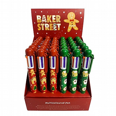 Στυλό 6 Χρωμάτων Multicolor - Xmas Baker Street (0.7mm) - Puckator