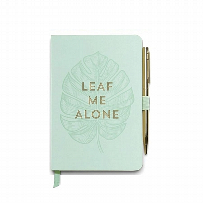 Σημειωματάριο ριγέ με Στυλό - Leaf me Alone (11.5x16.5) - Designworks Ink