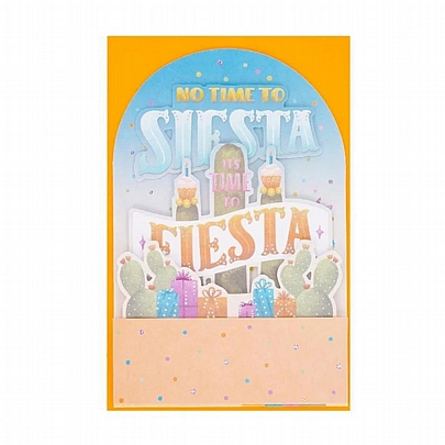 Ευχετήρια κάρτα Pop up με Φάκελο - No time to Siesta it's time to Fiesta (Cactus/12x17) - Legami