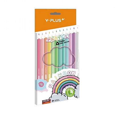 Ξυλομπογιές Jumbo 12 Pastel Rainbow χρωμάτων - Y-Plus+ Ξυλομπογιές Jumbo 12 Pastel Rainbow χρωμάτων - Y-Plus+