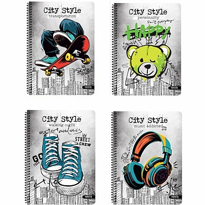 Τετράδιο σπιράλ Β5 - 3 θέματα City Style (90Φ.) - Tettris Τετράδιο σπιράλ Β5 - 3 θέματα City Style (90Φ.) - Tettris