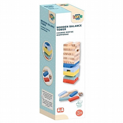 Ξύλινος Πύργος Ισορροπίας - Ζωάκια του Δάσους - Luna Toys