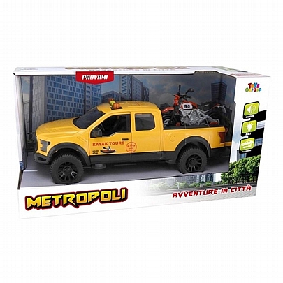 Pick-Up Vehicle Yellow & Motorcycle 1:16 (Με ήχο, Φως & Κίνηση μέσω Τριβής) - Metropoli Pick-Up Vehicle Yellow & Motorcycle 1:16 (Με ήχο, Φως & Κίνηση μέσω Τριβής) - Metropoli