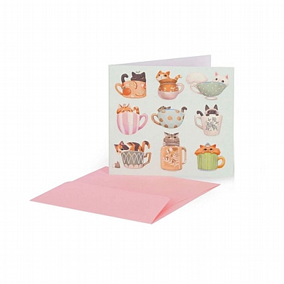 Ευχετήρια κάρτα με Φάκελο - Cats Tea Cup (7x7) - Legami Ευχετήρια κάρτα με Φάκελο - Cats Tea Cup (7x7) - Legami