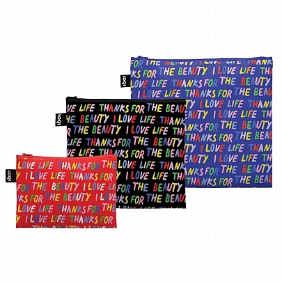 Αδιάβροχες Θήκες Χειρός με Φερμουάρ από Ανακυκλωμένα Υλικά - Love Life Black,Blue & Red (3τμχ.) - Loqi Αδιάβροχες Θήκες Χειρός με Φερμουάρ από Ανακυκλωμένα Υλικά - Love Life Black,Blue & Red (3τμχ.) - Loqi