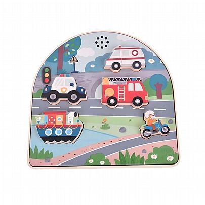 Ξύλινα Σφηνώματα με Ήχο - Οχήματα - Luna Toys Ξύλινα Σφηνώματα με Ήχο - Οχήματα - Luna Toys
