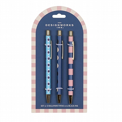 Σετ Στυλό πολυτελείας Slim Metal Twisty Eye, Moon & Stripe - Μαύρο (3τμχ./1.0mm) - Designworks Ink