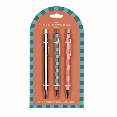 Σετ Στυλό πολυτελείας Slim Metal Twisty Stripes & Checks - Μαύρο (3τμχ./1.0mm) - Designworks Ink Σετ Στυλό πολυτελείας Slim Metal Twisty Stripes & Checks - Μαύρο (3τμχ./1.0mm) - Designworks Ink