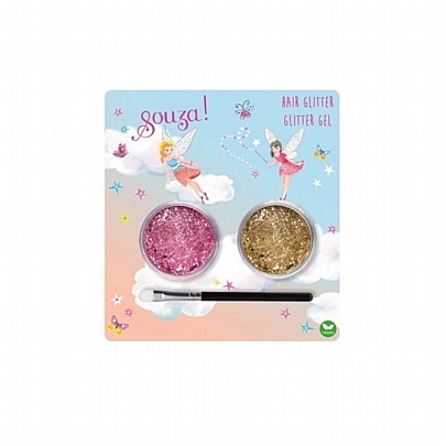 Σετ Glitter Gel για Μαλλιά - Ροζ & Χρυσό - Souza