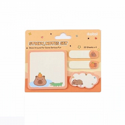 Σετ Αυτοκόλλητων σελιδοδεικτών & Sticky Note - Capybara Salmon - itotal Σετ Αυτοκόλλητων σελιδοδεικτών & Sticky Note - Capybara Salmon - itotal