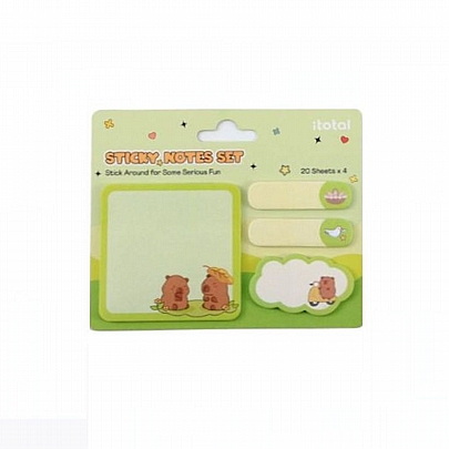 Σετ Αυτοκόλλητων σελιδοδεικτών & Sticky Note - Capybara Green - iTotal Σετ Αυτοκόλλητων σελιδοδεικτών & Sticky Note - Capybara Green - iTotal